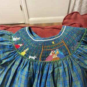 Colorful Smocked Dress with Embroidered Design